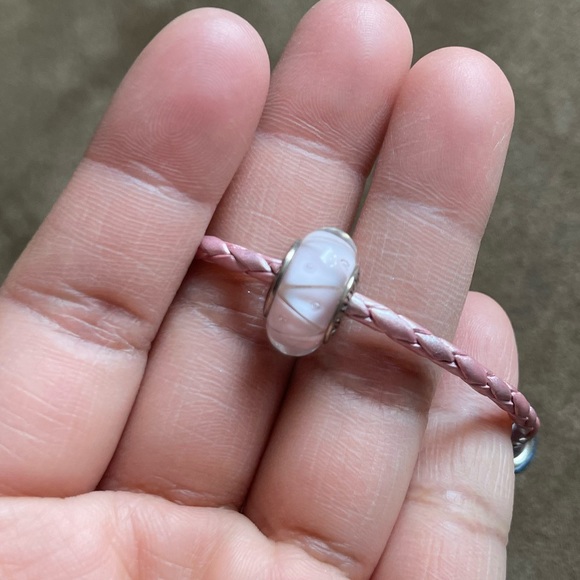 Pandora Genuine Pink Leather Bracelet w/ 9 Charms - Picture 5 of 8